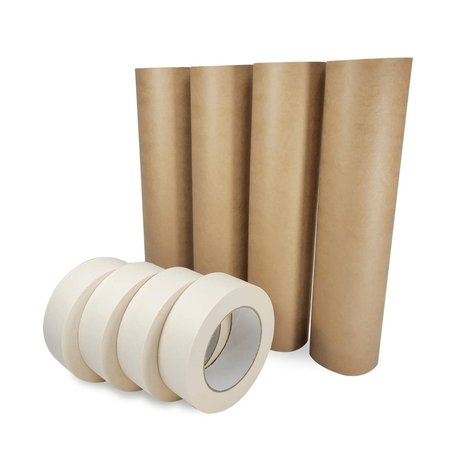 IDL PACKAGING 12in x 60 yd Masking Paper and 1 1/2in x 60 yd GP Masking Tape, for Covering, 4PK 4x GPH-12, 4457-112